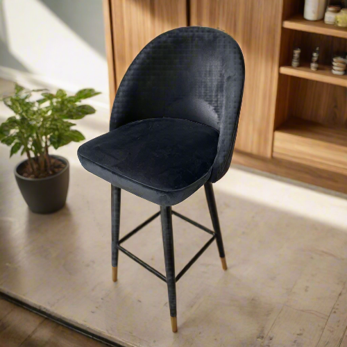 Brando Velvet Black Bar Stool Order Now @HOG Online Marketplace