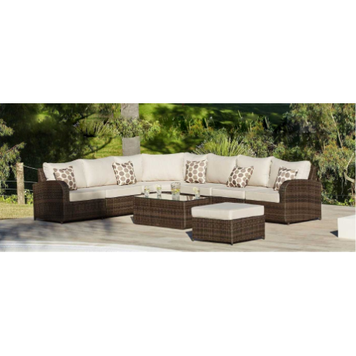 Brown Rattan Corner Sofa Round 8 Piece Modular Set. @HOG - Home Office Garden Online Marketplace
