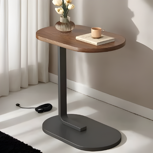 C-Shaped Couch Side Table with Oval Top & Metal Frame @HOG - Home, Office, Garden, Online Marketplace