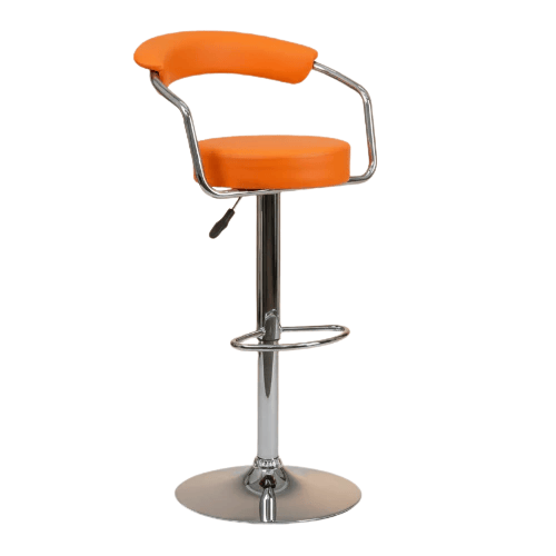 Chrome Bar Stool with Backrest - Orange @HOG - Home Office Garden Online Marketplace