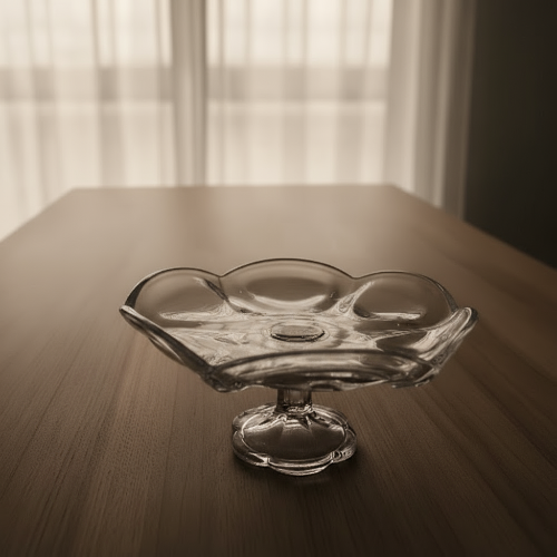 Clear Glass Pedestal Serving Dish with Scalloped Rim @HOG - Home, Office, Garden, Online Marketplace