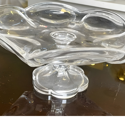 Clear Glass Pedestal Serving Dish with Scalloped Rim @HOG - Home, Office, Garden, Online Marketplace