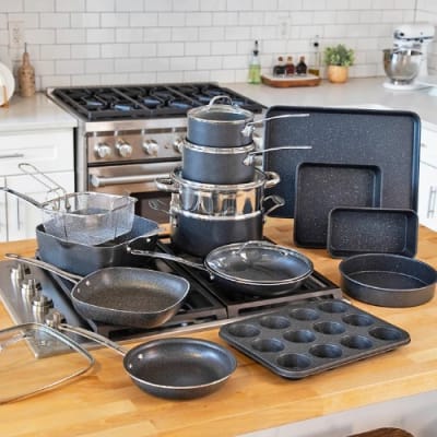 Complete Cookware Set - 20pc Granite Stone Pots And Pans Set @ HOG