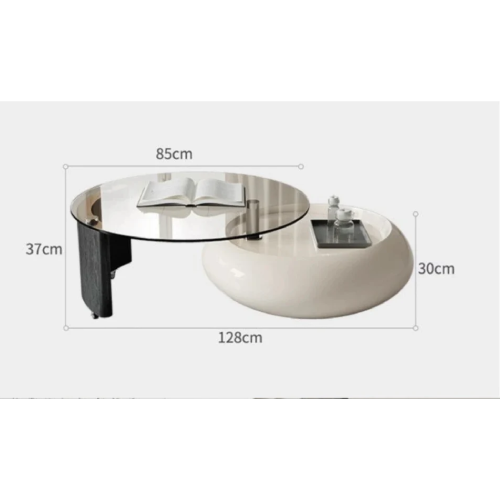 Contemporary Swivel Round Glass Cocktail Table with Casters. Home Office Garden | HOG-HomeOfficeGarden | online marketplace