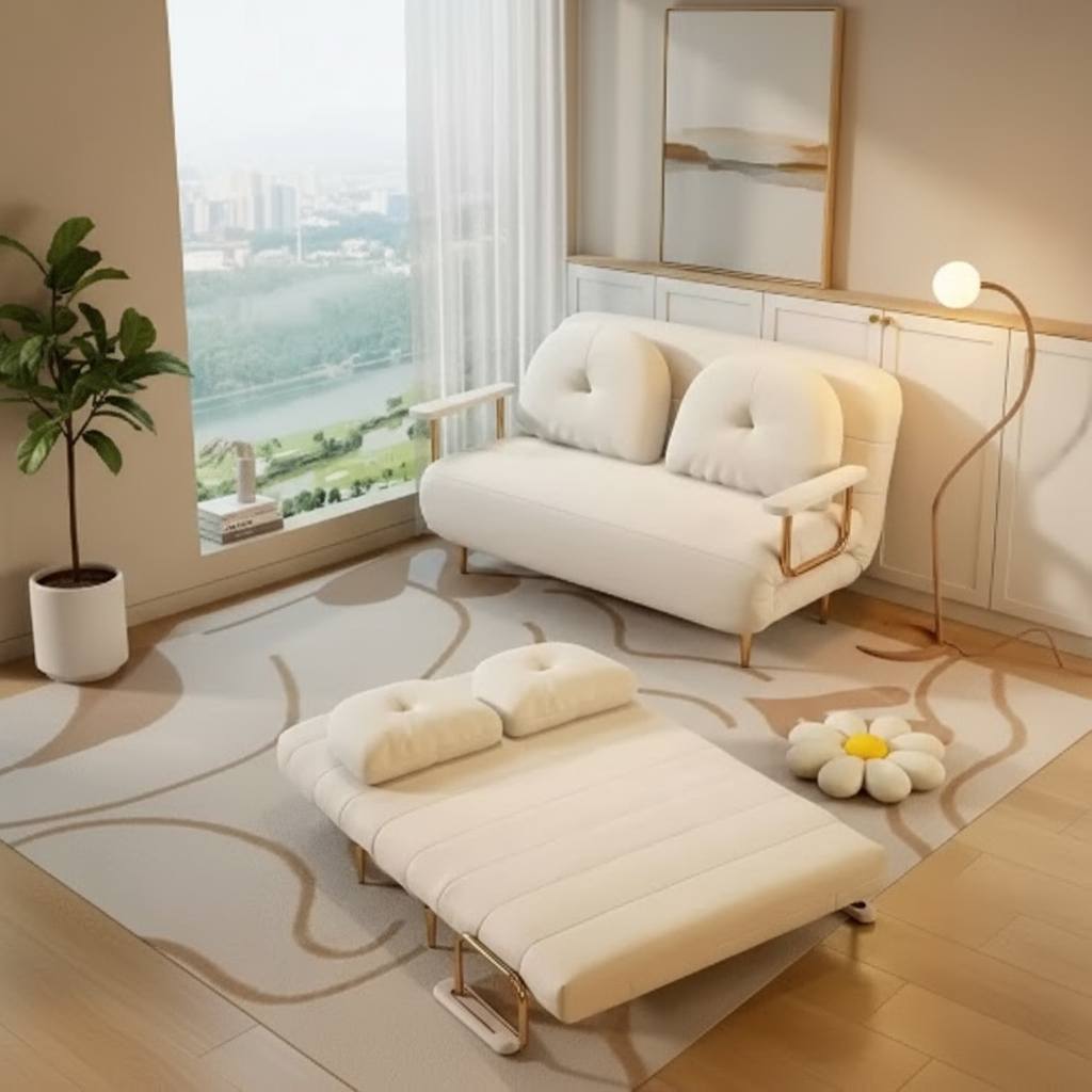 Convertible Sofa Bed With Gold Frame Accents Home Office Garden | HOG-HomeOfficeGarden | online marketplace  