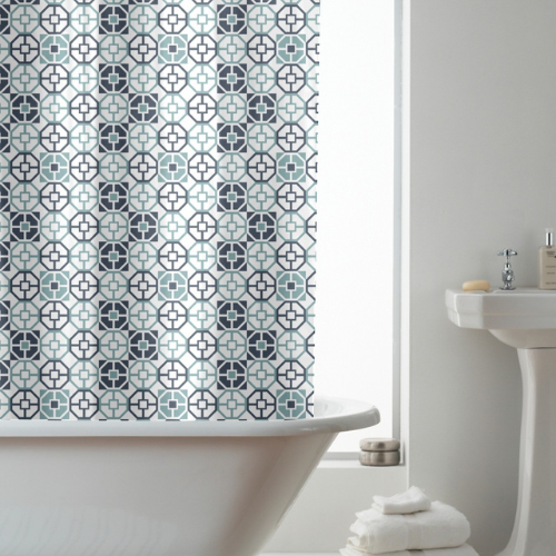 Country Club Shower Curtain – Blue Geo File @HOG - Home Office Garden Online Marketplace