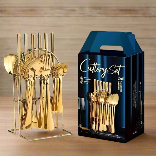 Cutlery Set - Gold - 24 Pieces Order Now @HOG Online Marketplace