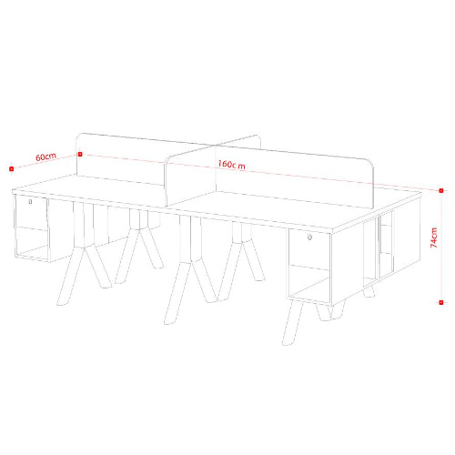 Eclectic 4 Man Workstation Office Desk @HOG - Home Office Garden Online Marketplace