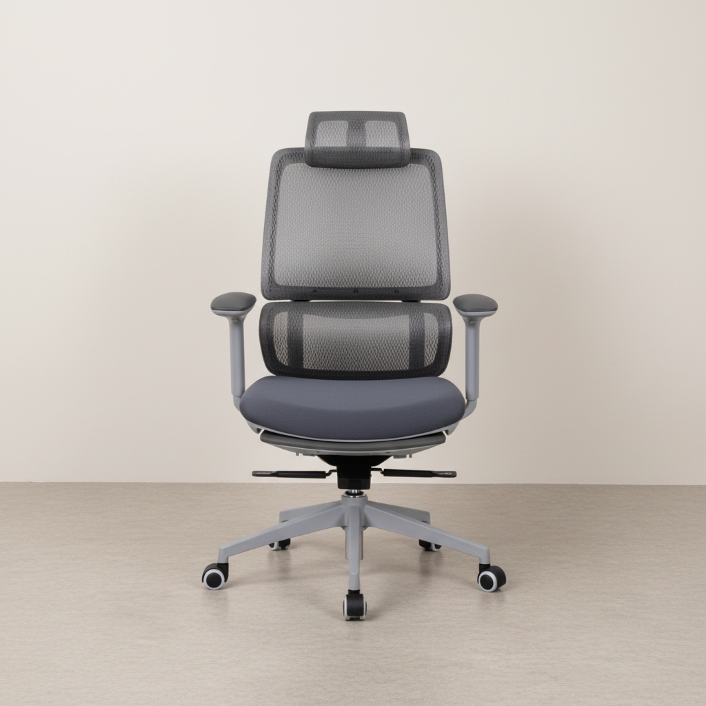 Ergonomic High-Back Reclining Executive Chair with Footrest – Grey