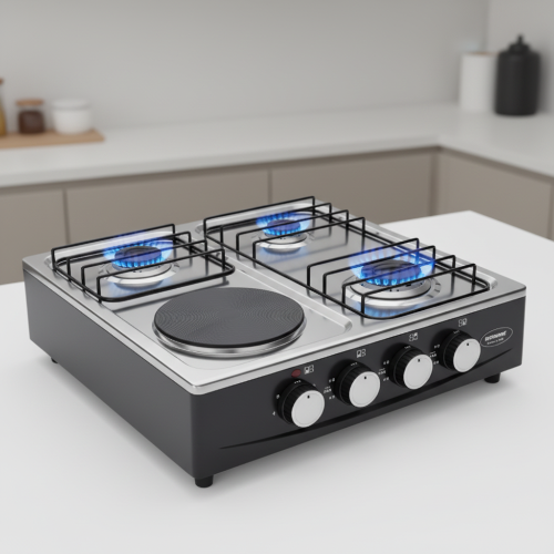Eurosonic Table Top Gas Cooker , 3 Gas, 1 Electric Cooker( ES-3865) @HOG - Home, Office, Garden, Online Marketplace
