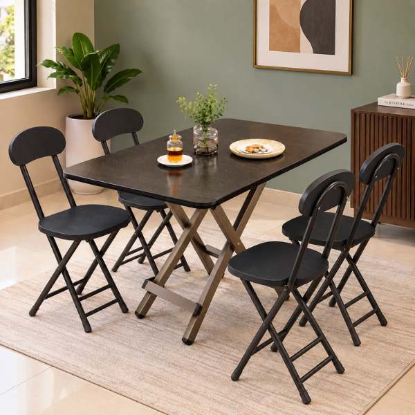 Foldable/Dining/Patio 120cm Table With 4 Chairs @HOG - Home, Office, Garden, Online Marketplace