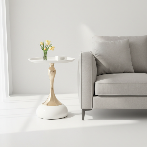 Gold Pedestal Side Table with Rounded Base @HOG - Home, Office, Garden, Online Marketplace