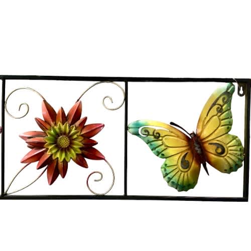 Hand Painted Metal Wall Art - Butterflies & Flowers. Home Office Garden | HOG-HomeOfficeGarden | online marketplace