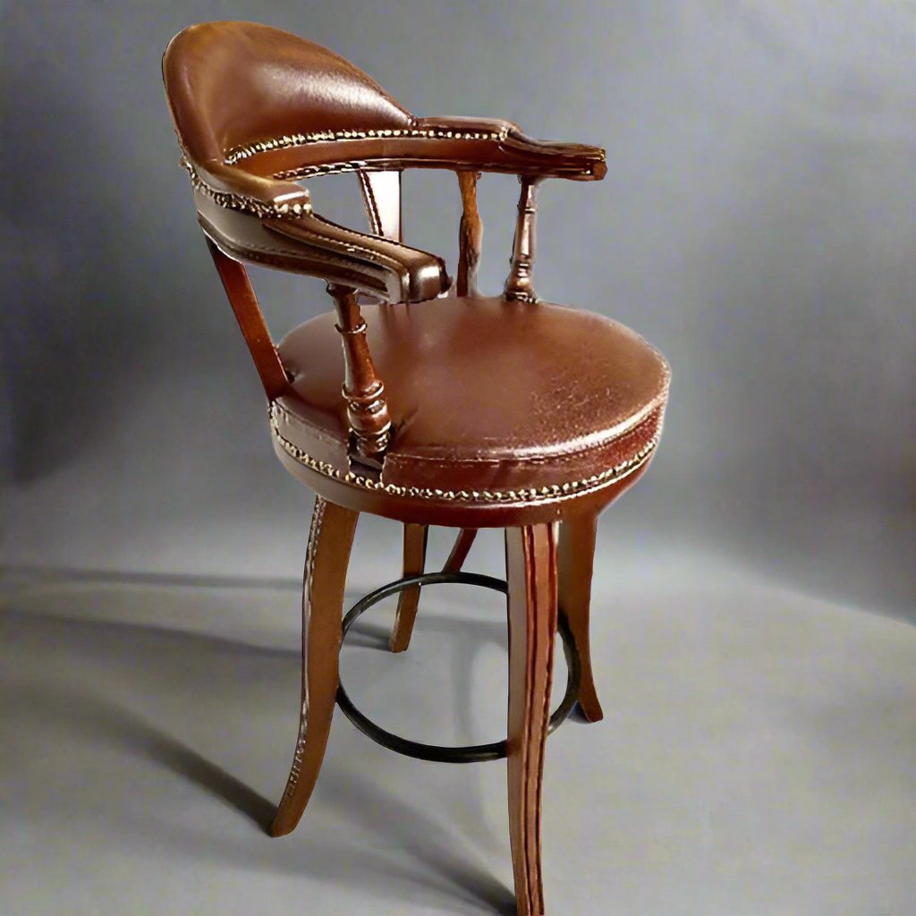 Italian Leather High wooden chair@H.O.G Online marketplace