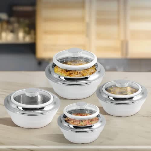 Jaypee Cassa Glass Mega Casserole - Set Of 4 - White. Home Office Garden | HOG-HomeOfficeGarden | online marketplace