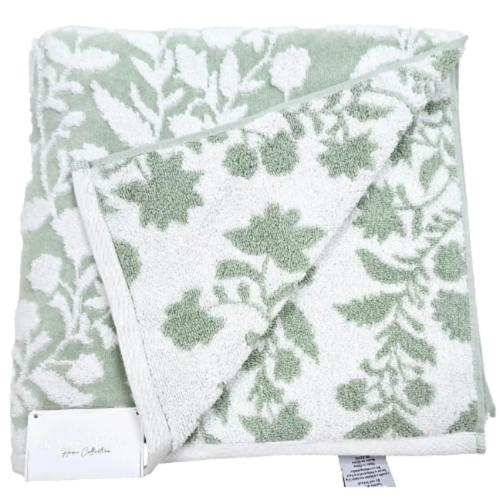 Kassafina 100% Cotton Floral Bath Towel – White & Sage Green @HOG - Home, Office, Garden, Online Marketplace

