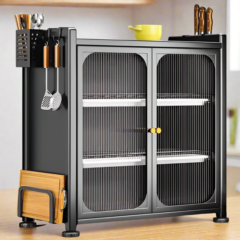 Kitchen Cupboard Storage Rack With Cutlery Holder