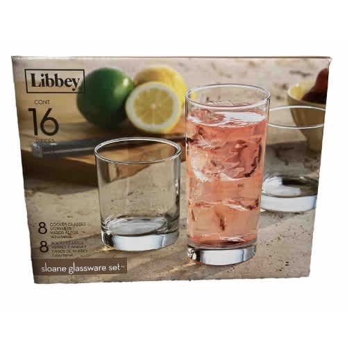 Libbey Sloane 16Pc Glassware Set - 16.3oz & 11.2oz. Home Office Garden | HOG-HomeOfficeGarden | online marketplace