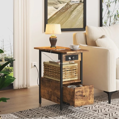 Lidyuk End Table With Charging Station, Narrow Side Table With Drawer And Usb Ports @HOG - Home, Office, Garden, Online Marketplace

