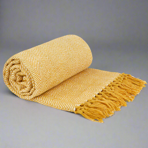 Lifestyle by Emma Barclay Herringbone Throw 127x152 – Ochre  @HOG - Home Office Garden Online Marketplace