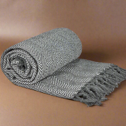 Lifestyle by Emma Barclay Herringbone Throw 127x152 – Silver  @HOG - Home Office Garden Online Marketplace