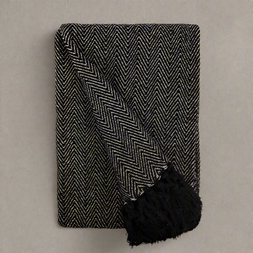 Lifestyle by Emma Barclay Herringbone Throw – Black (228x252cm) @HOG - Home Office Garden Online Marketplace