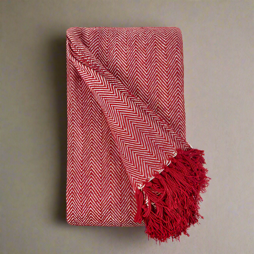 Lifestyle by Emma Barclay Herringbone Throw – Red (228x252cm)  @HOG - Home Office Garden Online Marketplace