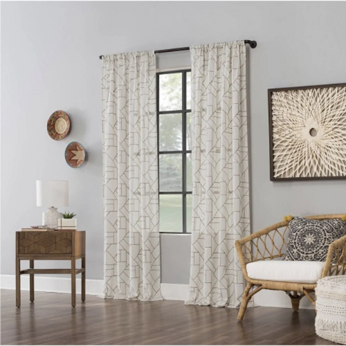 Light Filtering Jigsaw Embroidery Linen Blend Window Curtain One Panel - Archaeo @HOG - Home, Office, Garden, Online Marketplace

