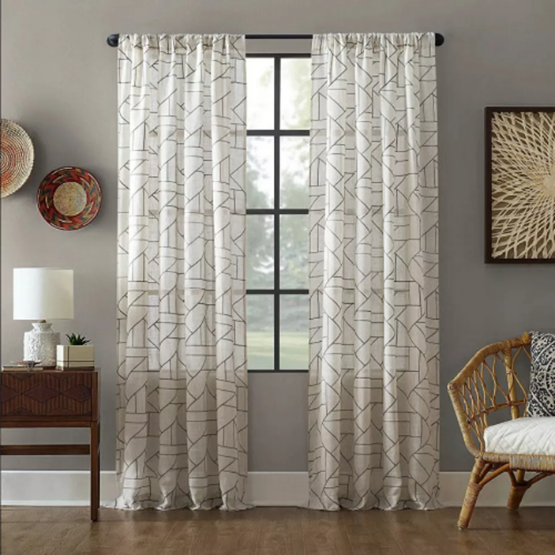 Light Filtering Jigsaw Embroidery Linen Blend Window Curtain One Panel - Archaeo @HOG - Home, Office, Garden, Online Marketplace
