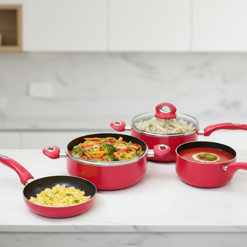 Linsan 8 Piece Aluminum Nonstick Cookware Set
