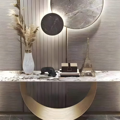 Luxe Semi-Circular Console Table with Decorative Ensemble  @HOG - Home, Office, Garden, Online Marketplace