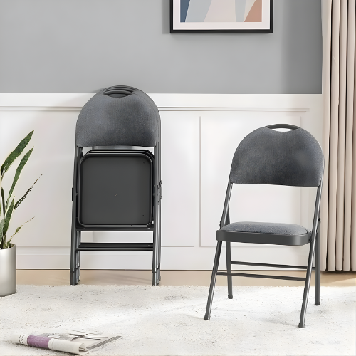 Maxchief Metal High Back Padded Folding Chair, Gray @HOG - Home, Office, Garden, Online Marketplace

