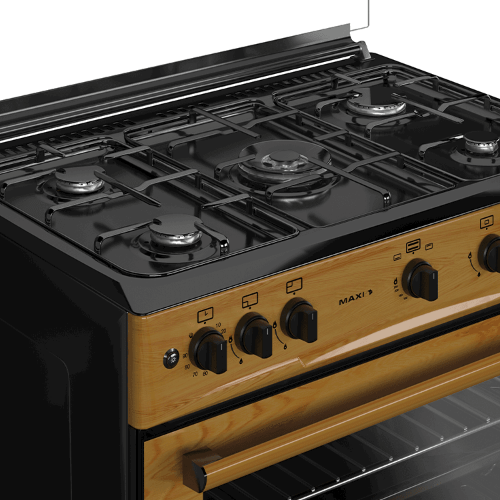 Maxi Gas Cooker 60x90CM (5 Burners) Wood Finish (TR) – with Oven & Grill. @HOG - Home Office Garden Online Marketplace