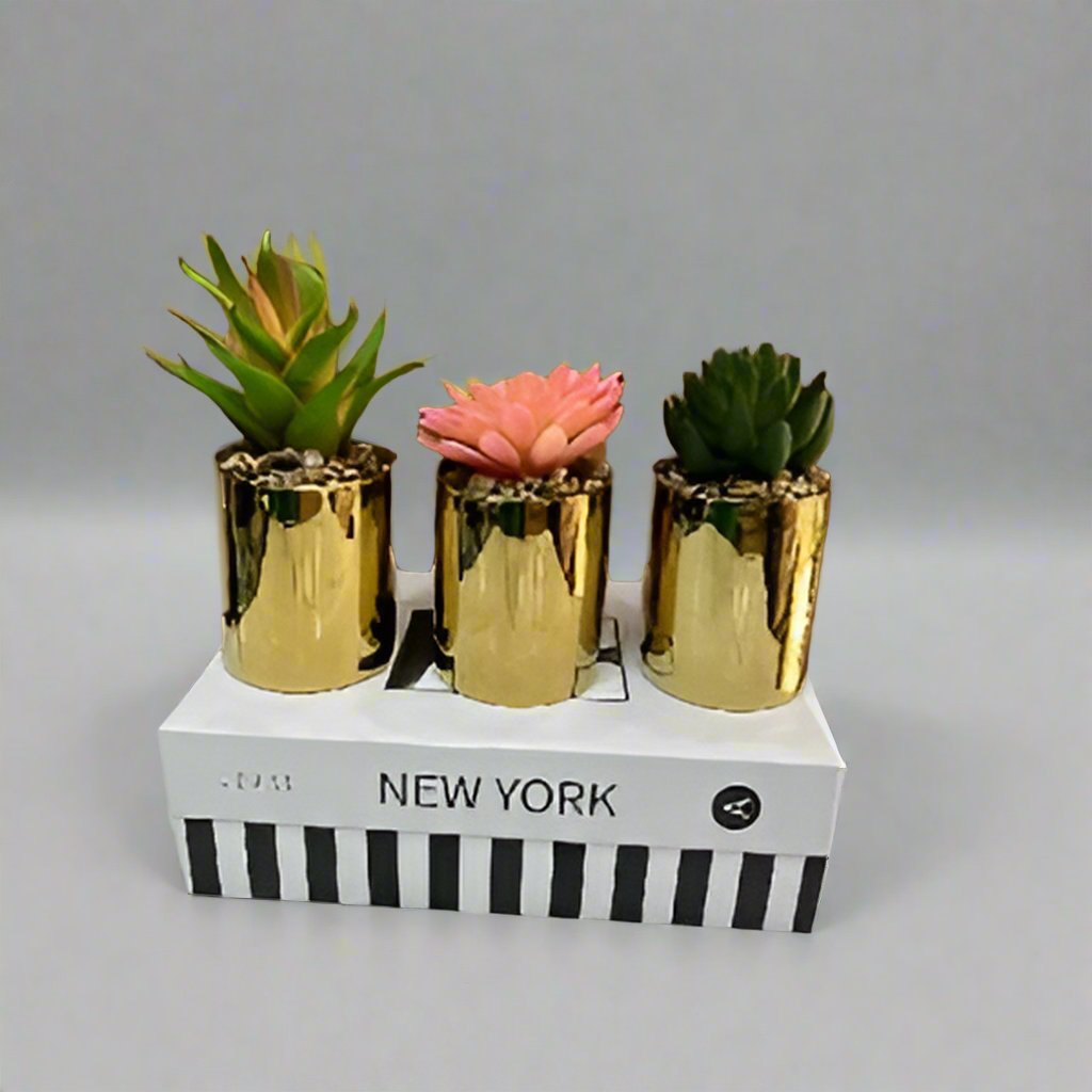  Mini Gold Potted Artificial Plants @ HOG