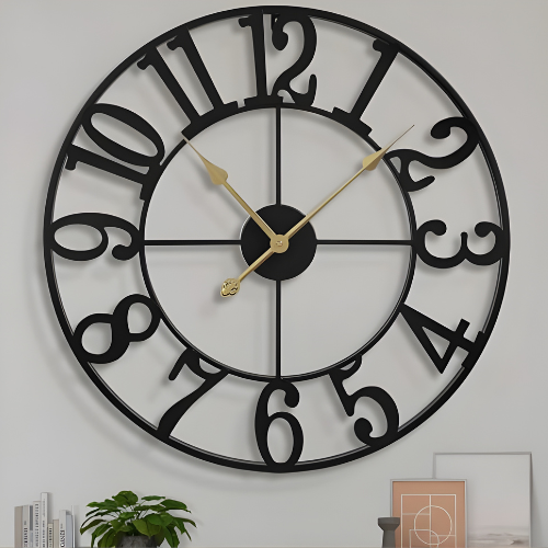 Minimalist Black Wall Clock with Gold Hands @HOG - Home, Office, Online Marketplace