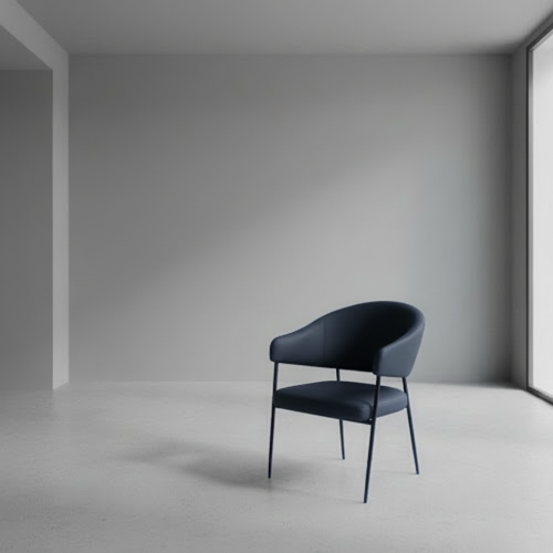 Modern Curved-Back Accent Chair Dark Blue