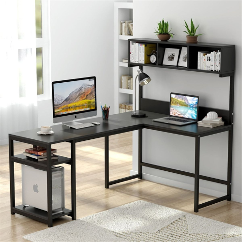 Modern L-Shaped Office Desk with Shelf Storage @HOG - Home, Office, Garden, Online Marketplace