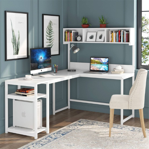 Modern L-Shaped Office Desk with Shelf Storage @HOG - Home, Office, Garden, Online Marketplace