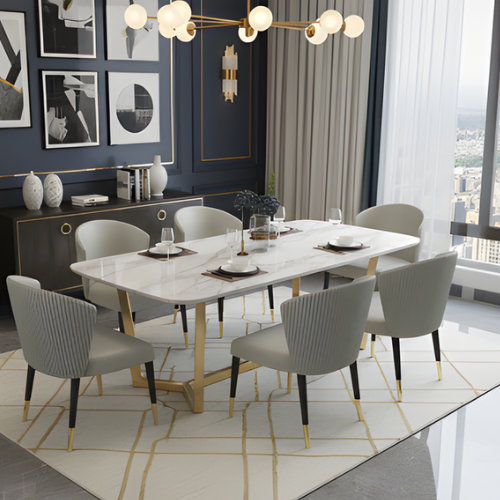 Modern Marble Dining Table & Upholstered Chair Set @HOG - Home, Office, Garden, Online Marketplace