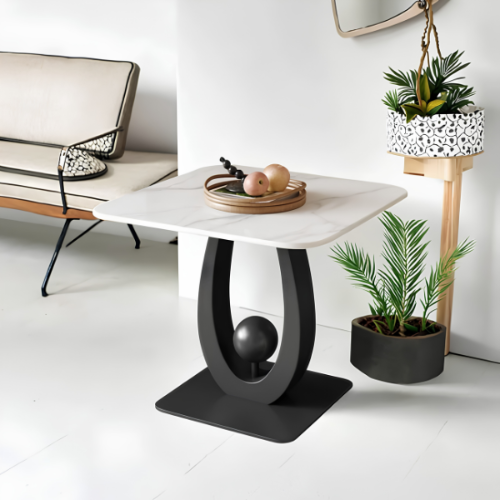 Modern Marble and Metal Side End Table