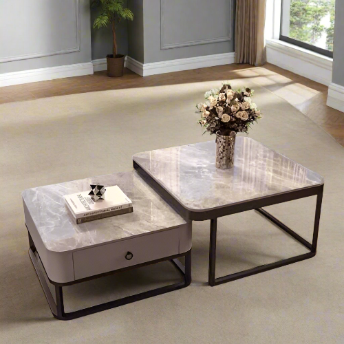 Modern Nested Marble Coffee Table Set with Storage @HOG - Home Office Garden Online Marketplace