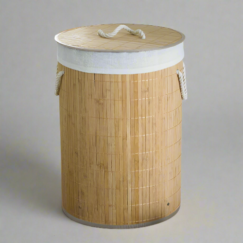 Natural Bamboo Round Laundry Hamper – Natural @HOG - Home Office Garden Online Marketplace