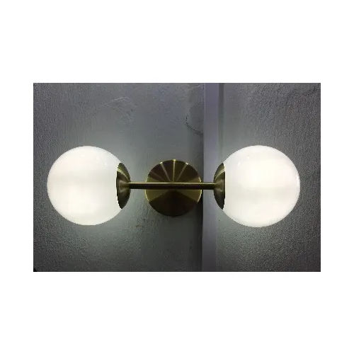Globe Brushed Brass and Opal Wall Light Home Office Garden online marketplace