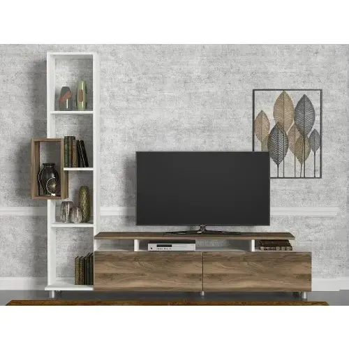 Tulip Tv Unit - Up To 60inches - White-walnut Home Office Garden | HOG-HomeOfficeGarden | online marketplace  