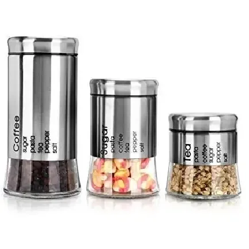 Stainless Canister Set For Sugar, Coffee And Tea   Home Office Garden | HOG-Home Office Garden | online marketplace