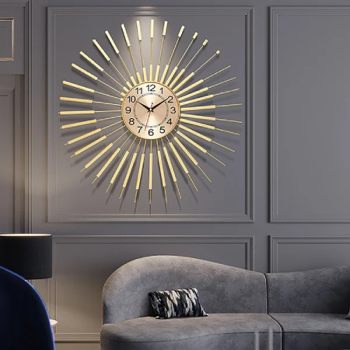 Glam Oversized Golden Wall Clock with Helical Shape Metal Frame. Home Office Garden | HOG-HomeOfficeGarden | online marketplace