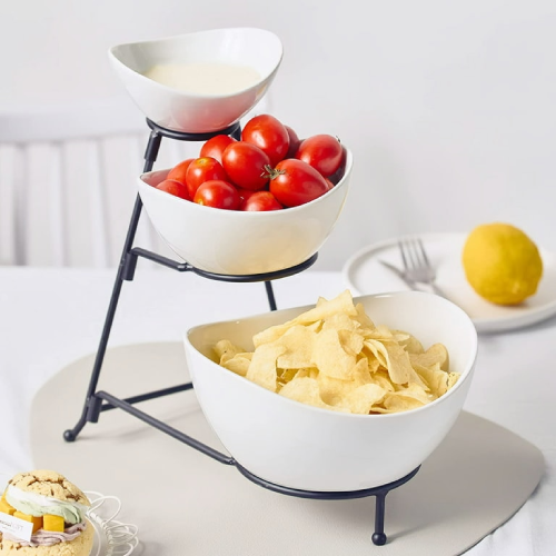 3 Tier Porcelain Bowls With Metal Stand Home Office Garden | HOG-Home Office Garden | online marketplace