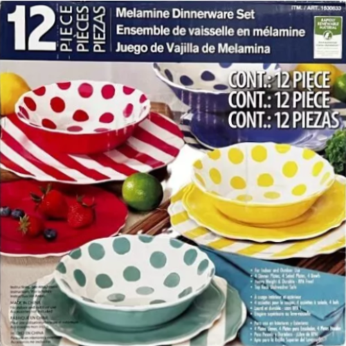Melamine Dinnerware Set 12 Piece - Multicolor. Home Office Garden | HOG-HomeOfficeGarden | online marketplace