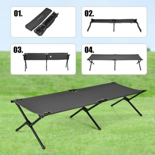 Tesco Outdoor Folding Camp Bed With Carry Bag - Grey. Home Office Garden | HOG-HomeOfficeGarden | online marketplace