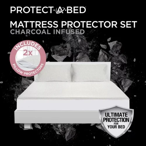 Protect A Bed - Charcoal Infused Mattress Protector - King Size - 76'' X 80'' - 193cm X 203cm Home Office Garden | HOG-Home Office Garden | HOG-Home Office Garden